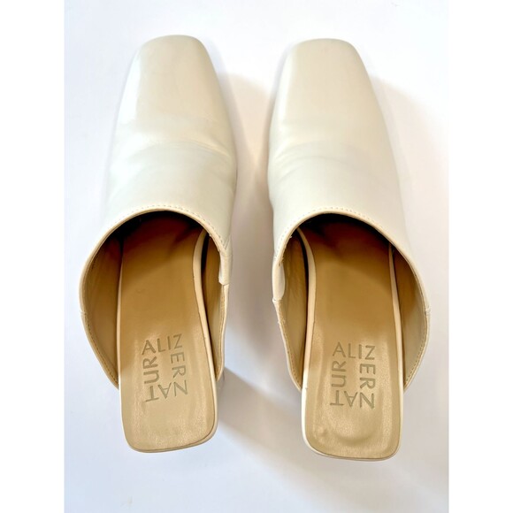 (EUC) Naturalizer Leather Paloma Off White Mules Womens Square Toe 7.5 Comfort - Picture 3 of 6